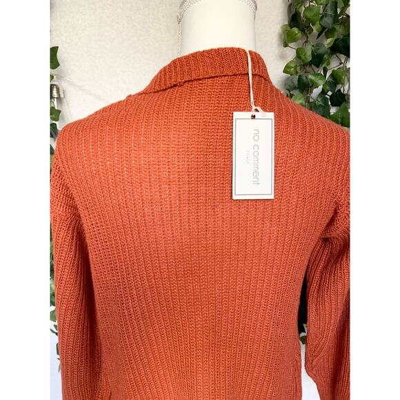 NWT No Comment 100% Acrylic Yarn Orange Cardigan Sweater Women's Small - Picture 8 of 9
